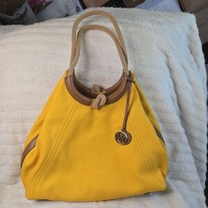 Michael Kors Yellow Shoulder Bag with Brown Trim NWT